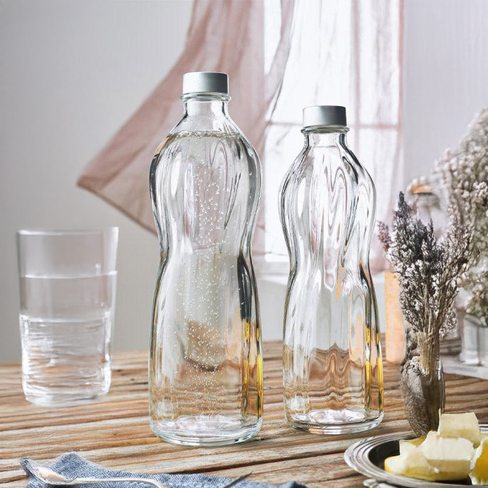 Bormioli Rocco Aqua clear glass water bottle 1 litre set of 6 pieces