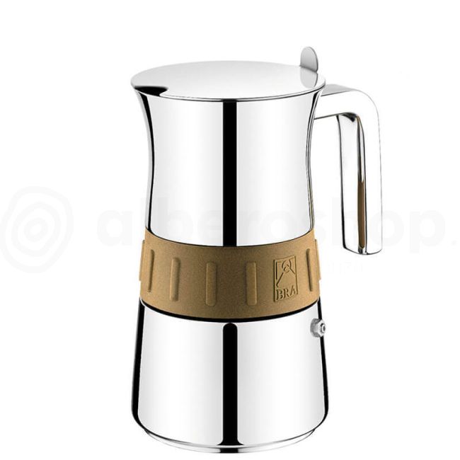 Pintinox Elegance Gold Coffee Maker 6 Cups Stainless Steel Gold